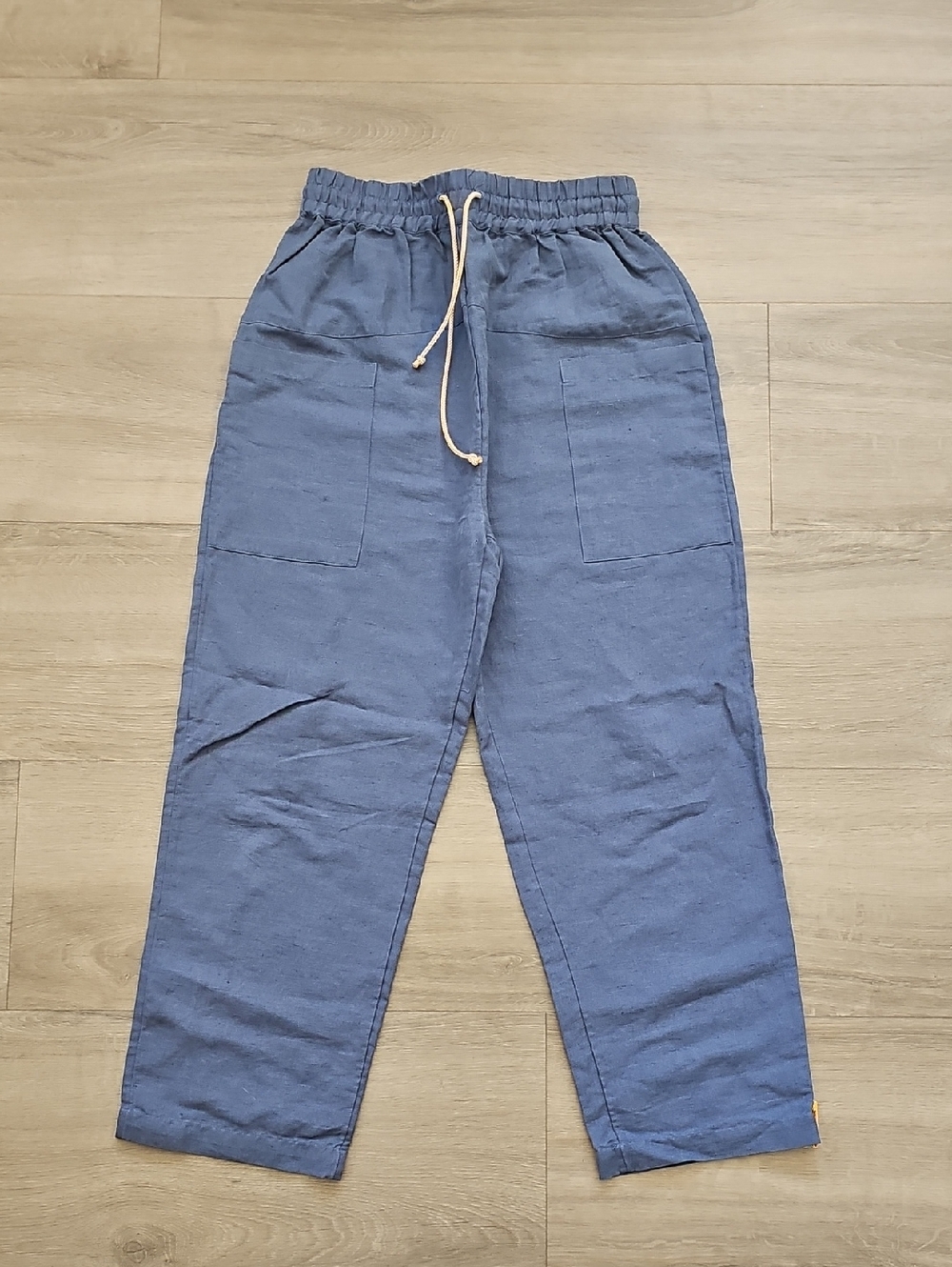 BackcountryTextured Cotton Linen Pull On Pant - Women's Small Petite Blue - Picture 2 of 7
